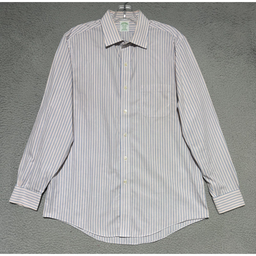 Brooks Brothers Milano Striped Dress Shirt Mens 16.5-34 Non-Iron Supima Cotton